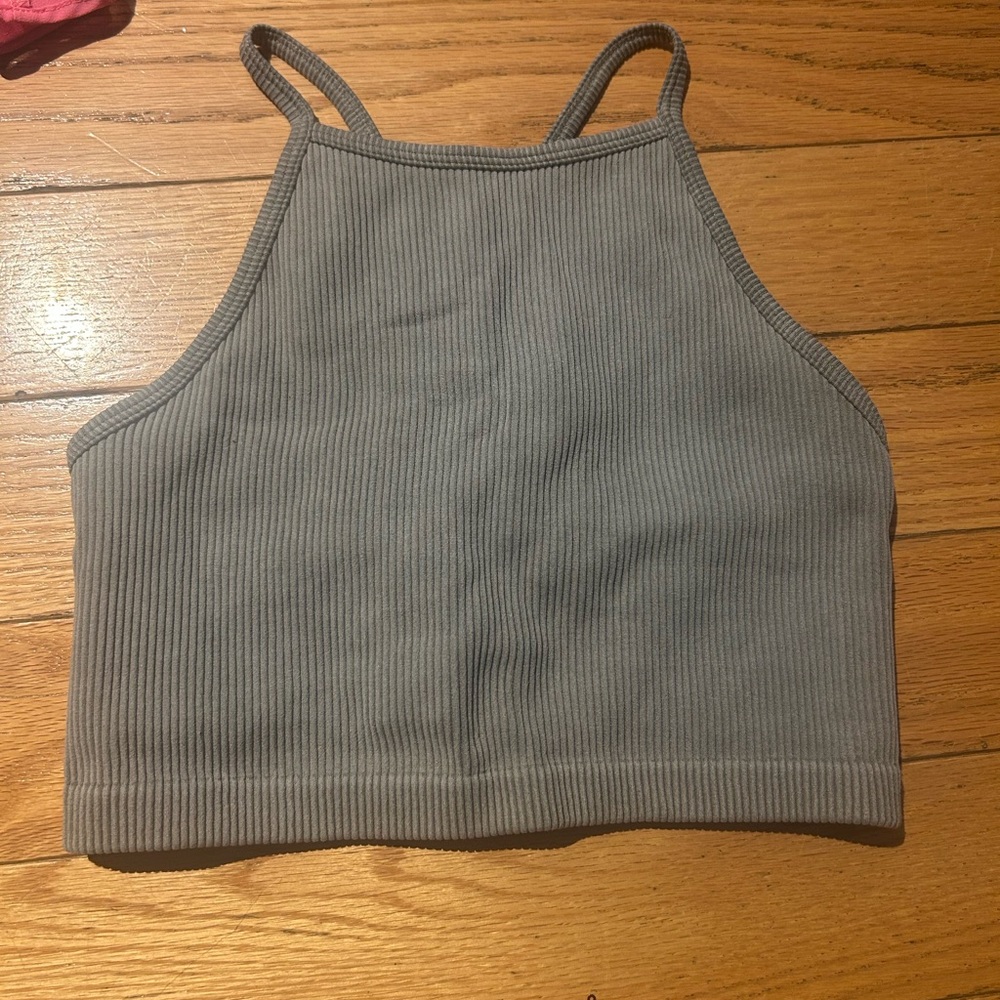 Target Gray Ribbed Crop Tank Top